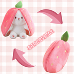 Kawaii Fruit Transfigured Bunny Plush Toy Cute Carrot Strawberry Turn Into Rabbit Plush Toy Kids Birthday Christmas Gift Muppet Pi-Mart