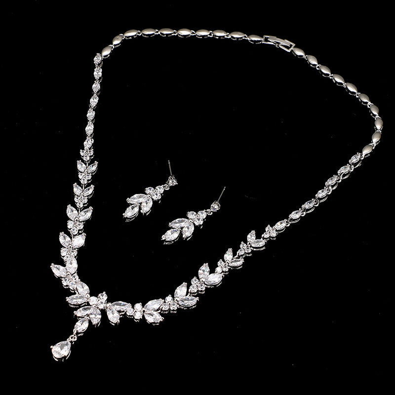 Simple White Bride Zircon Set Women Pi-Mart