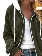 Full Size Cozy Fleece Zip-Up Hooded Jacket Plus Size THRIXINE