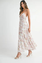 Floral Print Tiered Cami Maxi Summer Dress – Floral Maxi Dress, Tiered Maxi Dress, Cami Maxi Dress, Breezy Summer Dress, Bohemian Maxi Dress Stevvex