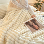 1pc Cozy Double-Sided 3D Rabbit Hair Blanket - Soft, Warm, and Fuzzy for Snuggling Up - Perfect for Office, Outdoor Camping, Sofa, and Gift Giving Lootquake LLC