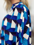 Geometric Notched Sleeve Blouse - Versatile Top | Femstylo