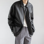 Black Chic Leather Men's Trendy Jacket Jacket Pi-Mart