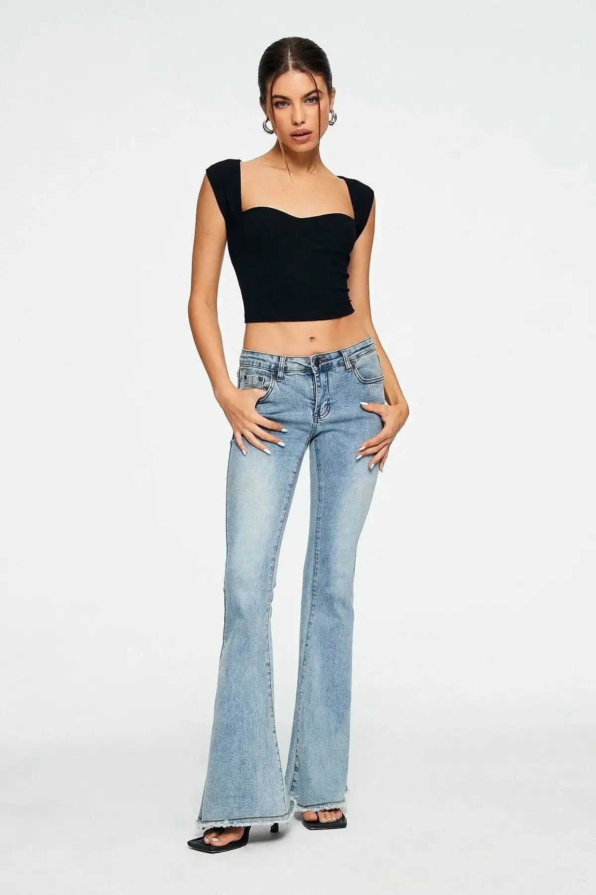 Crop Top Sweetheart Solid Ribbed Sleeveless - SJB-DIAMOND ELITES