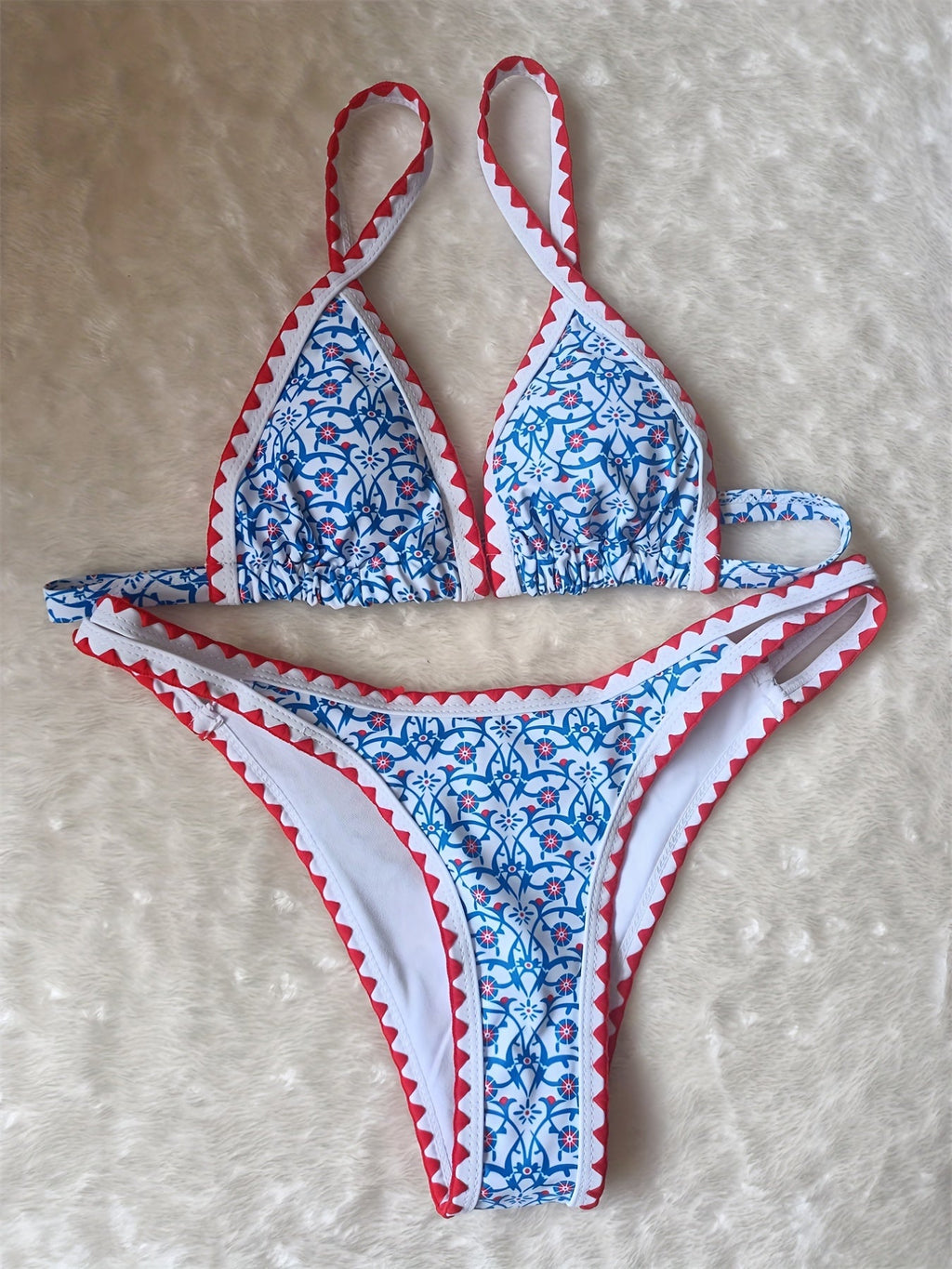 New Blossom Charm High-Cut Bikini Set For Summer – Strapless Floral Print Swimsuit with Elegant Embroidered Cut-Out Triangular Top Contrast Trim and Back Buckle – Women’s 2-Piece Summer Beachwear Stevvex