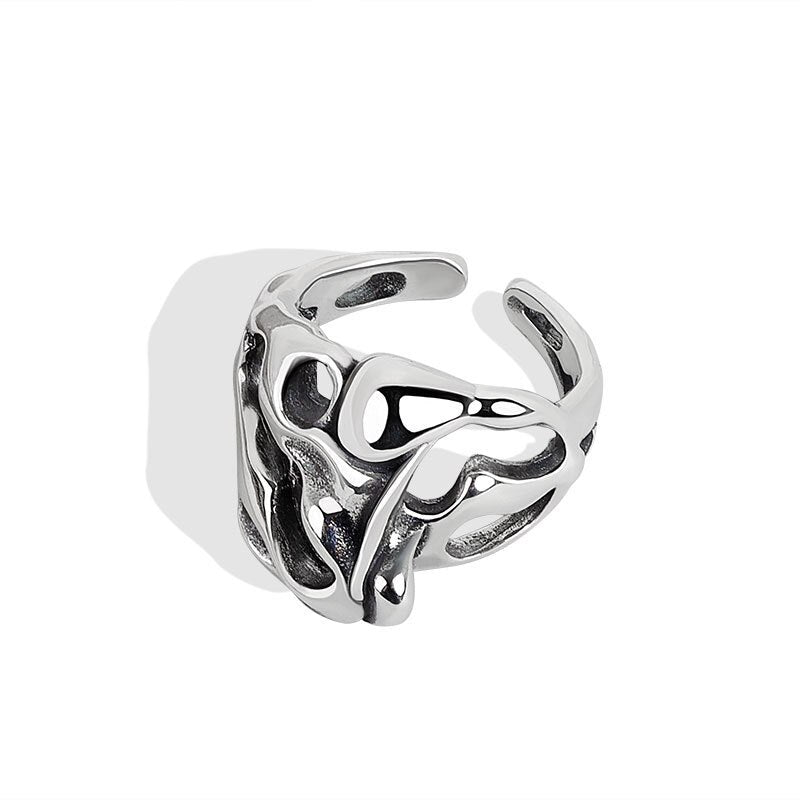 Silver Color Hollow Surface Bump Ring Pi-Mart