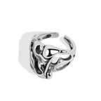 Silver Color Hollow Surface Bump Ring Pi-Mart