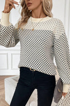 Black Colorblock Bishop Sleeve Knit Sweater