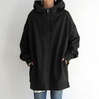 Zipper Hooded Long Plus Fleece Sweatshirt Pi-Mart