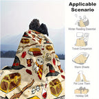 1pc Flannel Digital Printed Throw Blanket Sofa Blanket, Home Leisure Blanket, Air Conditioning Blanket, Nap Blanket, Soft And Comfortable Halloween Cute Hat Cat White Ghost Bat Pumpkin Bed Blanket Lootquake LLC