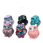 1PCS Crystal Stone Owl Animal Crafts Hand Made Small Figurines DIY Resin Table Decor Home Decor Girls Gifts