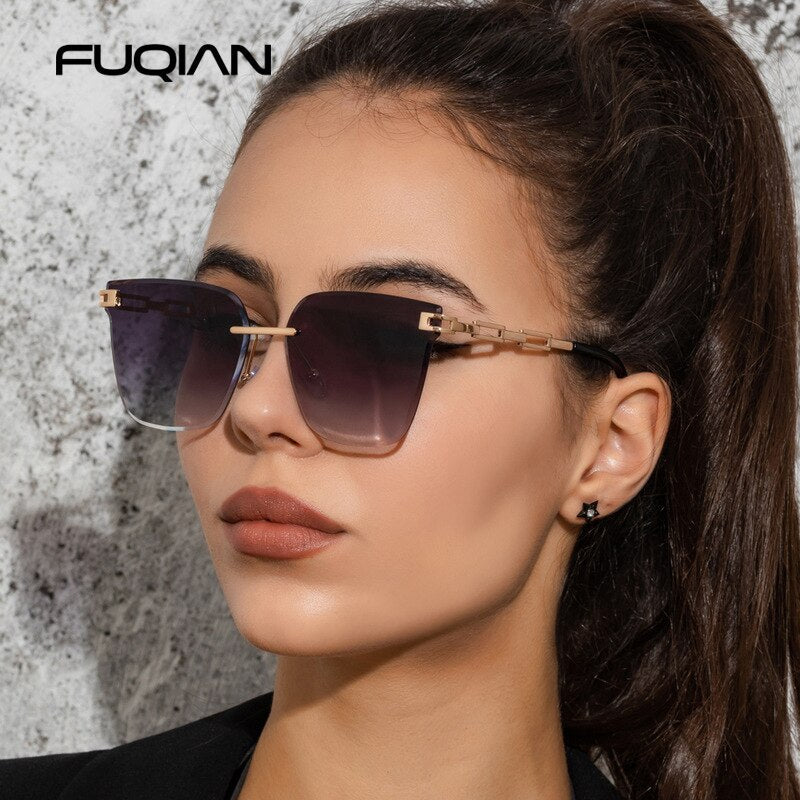 UV400 Cat Eye Sunglasses Frameless - SJB-DIAMOND ELITES