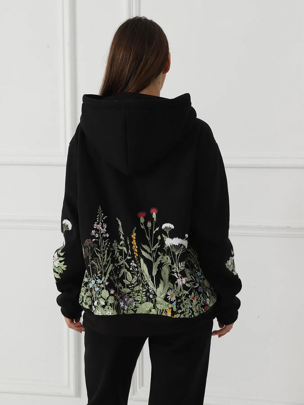 Women's Solid Color Floral Long Sleeved Sweatshirt - SJB-DIAMOND ELITES