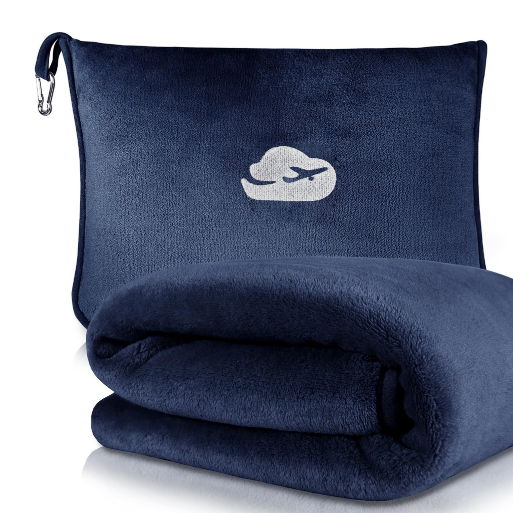 [Hot Selling] Ultra-Soft Embroidered Travel Blanket 2-in-1 with Pillowcase & Backpack Clip - Tear-Resistant, Allergy-Friendly Flannel for All Seasons Lootquake LLC