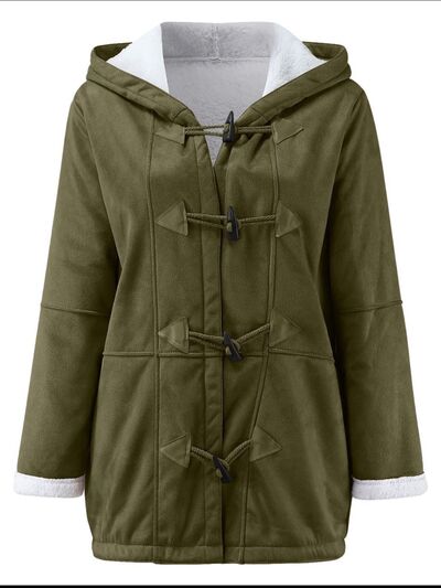 Full Size Pocketed Long Sleeve Hooded Toggle Jacket – Stylish & Functional Outerwear for Women Stevvex