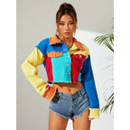 Distressed Color Patchwork Women Denim Pants Fringe High Waist Zipper Fly Jeans 2023 Fall Winter Y2K Streetwear Sexy Club Outfit Purplish Diva
