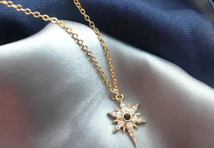 Gold-Plated Zircon Devil Eye and Star Cross Necklaces Lootquake LLC