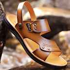 Men's Genuine Leather Wear-resisting Non-slip Breathable Slippers Pi-Mart