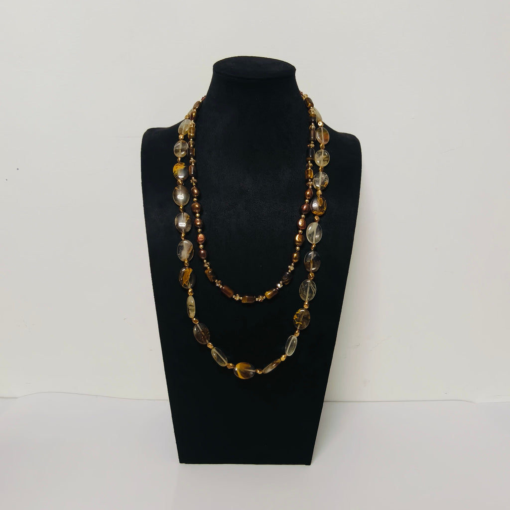 Handmade Premium Crystal Necklace |  Artisan Woven Jewelry with Alloy Accents  | Elegant Sparkling Statement Necklace for Women (MAC344)