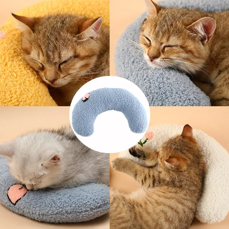 Little Pillow For Cats Fashion Neck Protector Deep Sleep Puppy U-Shaped Pillow Pets Pillow Kitten Headrest Dog Sleeping Pillow Pet Products Pi-Mart