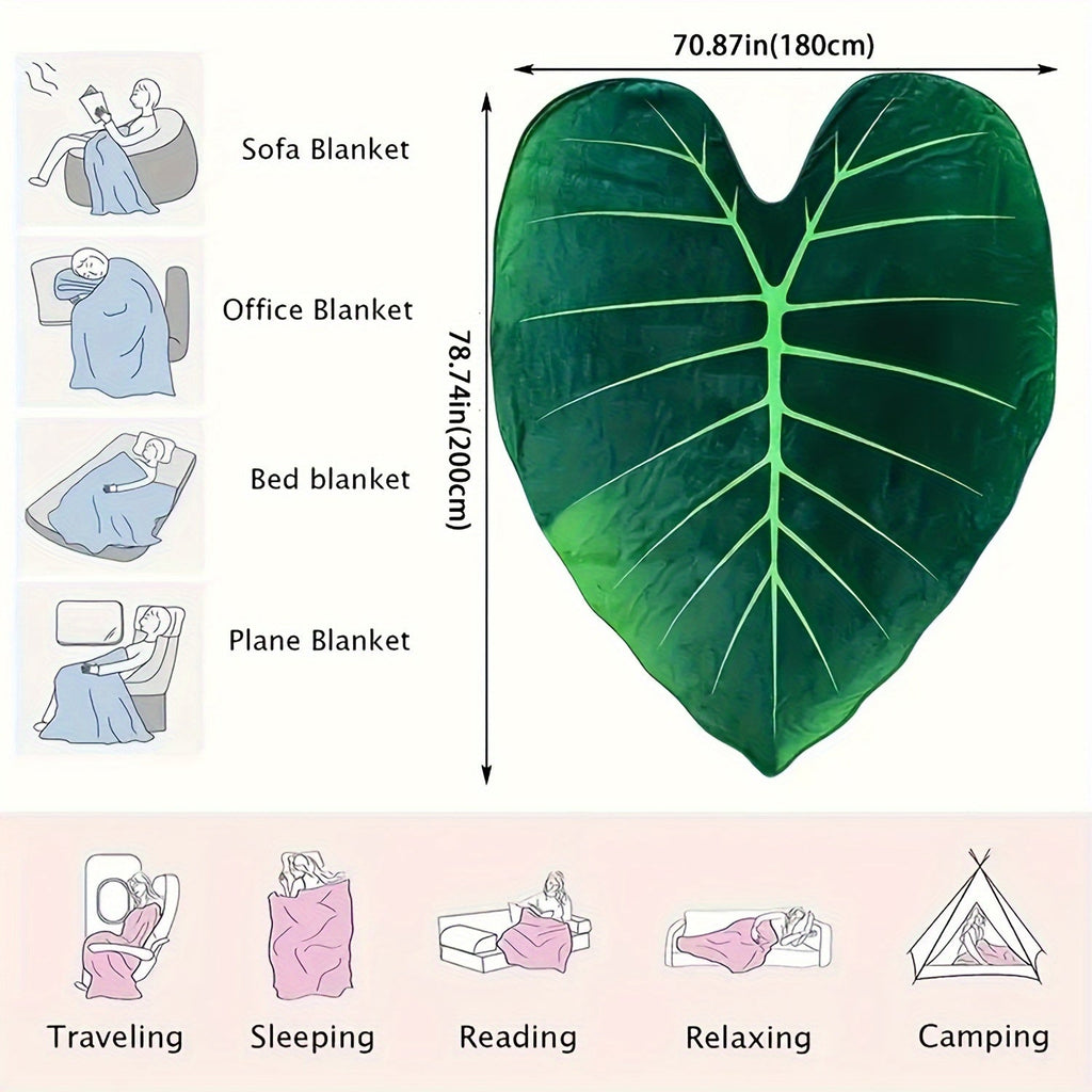 Soft Geometric Leaf All-Season Throw - Chic, Cozy & Versatile Blanket for Home and Travel, Lunch break, Easy Maintenance Lootquake LLC