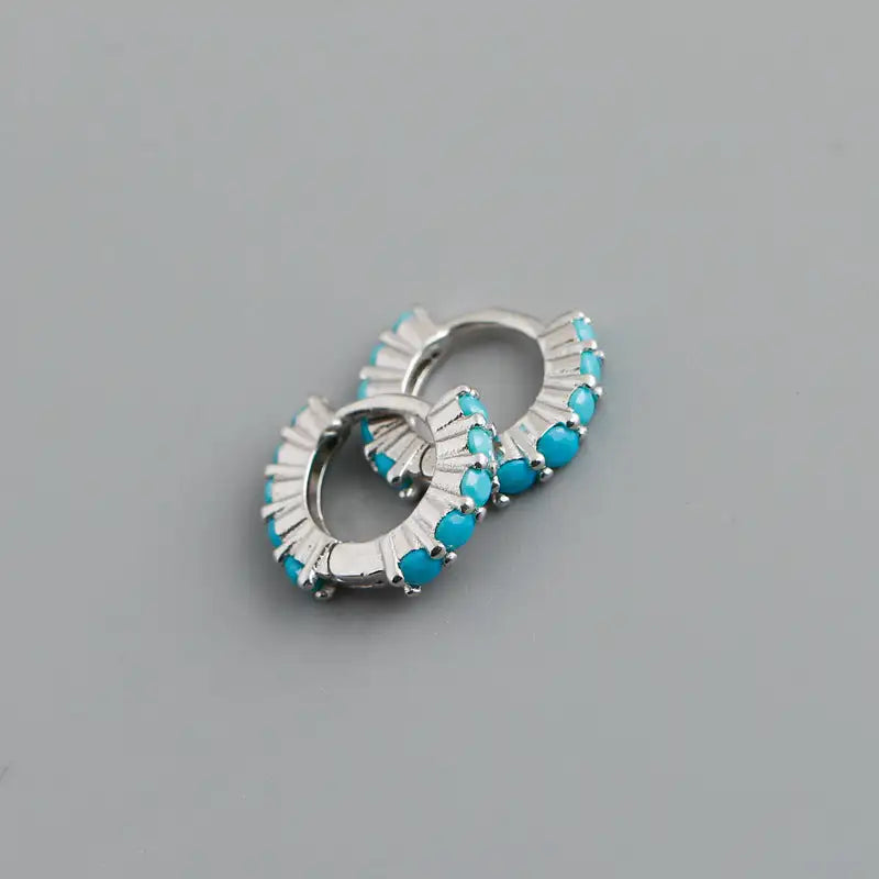 Circle-shaped Diamond Colorful Crystals Opal Zircon S925 Sterling Silver Earrings Lootquake LLC