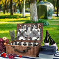 Extra Large Willow Picnic Basket with Service Set for 4 Persons, Natural Wicker Picnic Hamper with Free Food Cooler, Fleece Blanket and Tableware - Best Gift Lootquake LLC