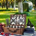 Extra Large Willow Picnic Basket with Service Set for 4 Persons, Natural Wicker Picnic Hamper with Free Food Cooler, Fleece Blanket and Tableware - Best Gift Lootquake LLC
