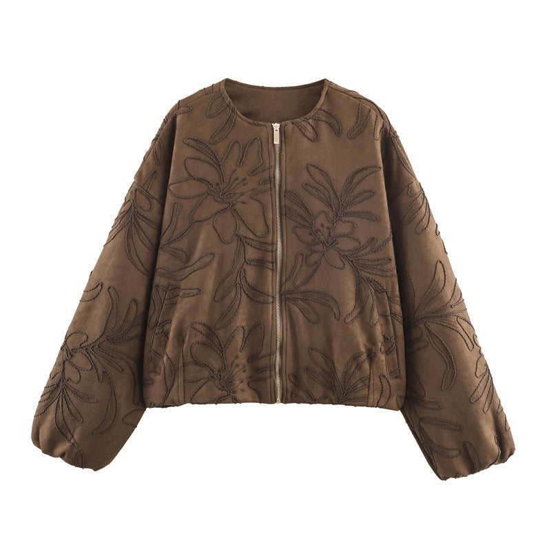 Suede Embroidered Pilot Jacket Women Pi-Mart