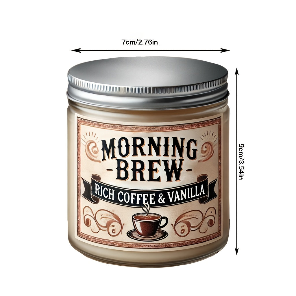 Morning Brew Rich Coffee & Vanilla Scented Candle, Hand-Poured Soy Wax, Single-Wick, Resin Jar with Glitter Embellishment, for Home Aromatherapy, Stress Relief, Decorative Gift for Holidays - Christmas, Easter, Thanksgiving, Lootquake LLC
