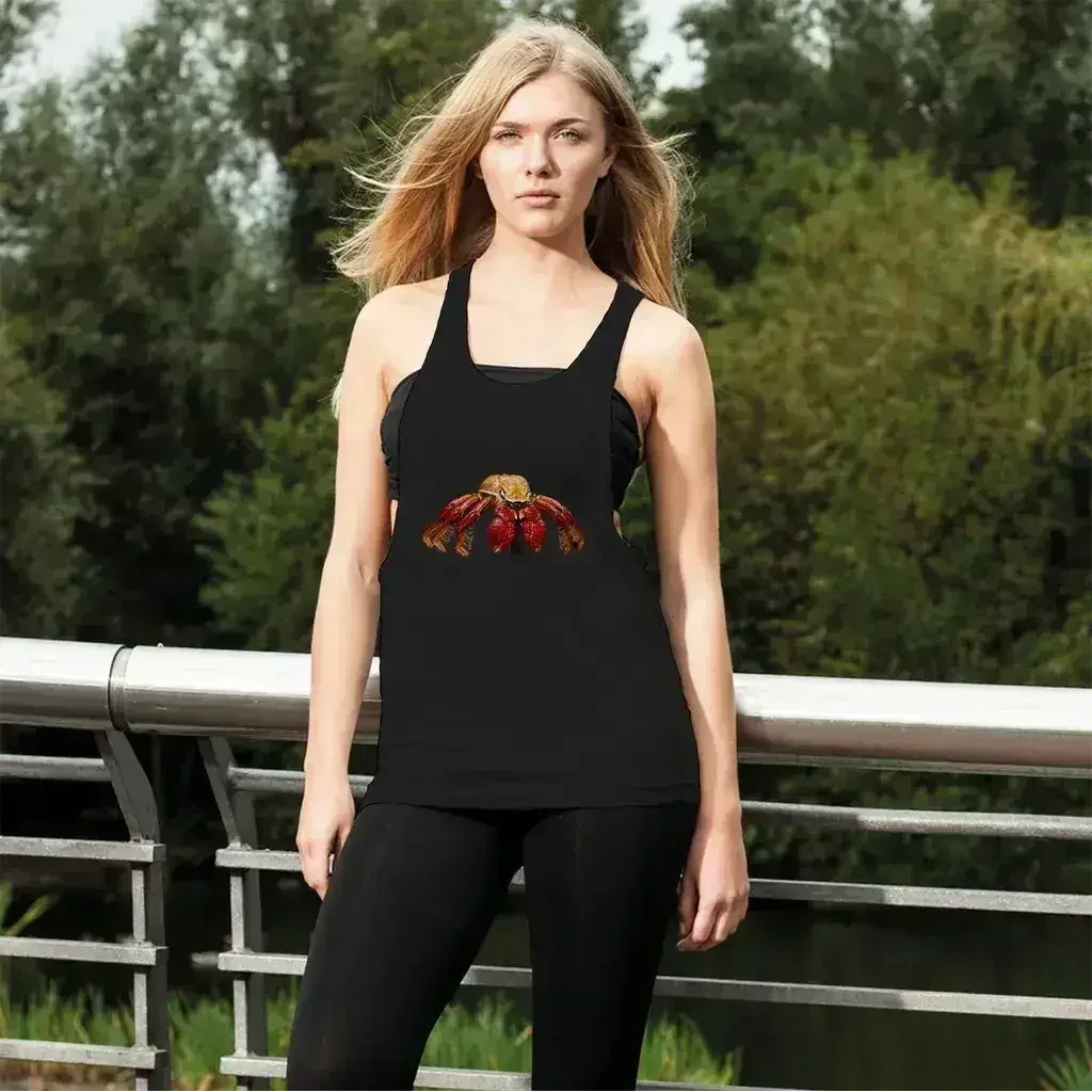 Red Crab Women's Loose Racerback Tank Top - SJB-DIAMOND ELITES