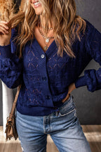 Green Lightweight Buttoned Front Crochet Cardigan