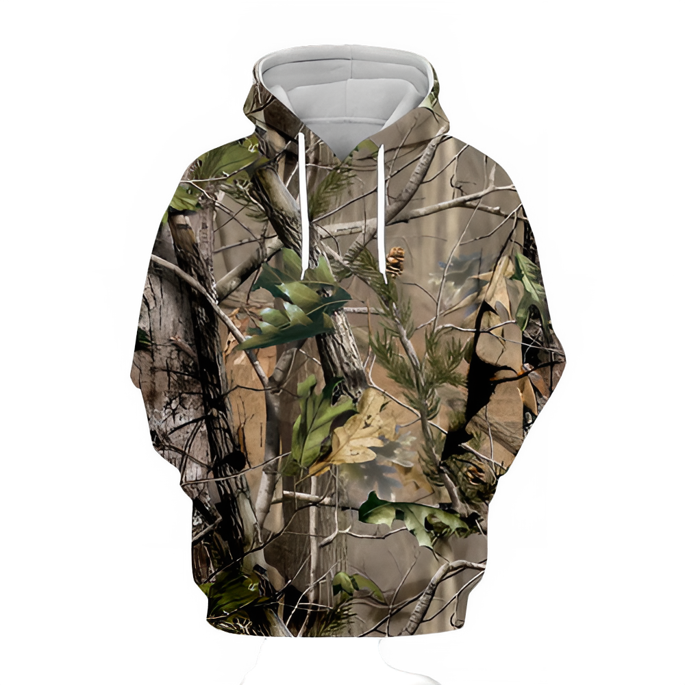 2024 Four Seasons Maple Leaf Camouflage 3D Sports Shirt Men's Fishing Outdoor Camping Hunting Clothing Jacket Men's Hoodie Pi-Mart