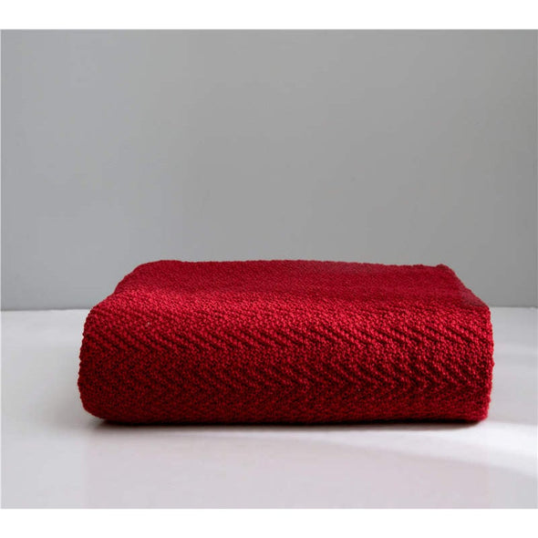 Warm Cozy Knitted Throw Blankets Red 130cm X160cm Pi-Mart