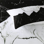 Three-piece Set Of Black And White Printed Bed Linen And Duvet Cover Pi-Mart