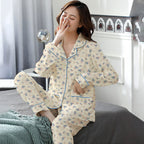 Elegant Women's Autumn And Winter Cotton-like Long Pajamas Two-piece Set Pi-Mart