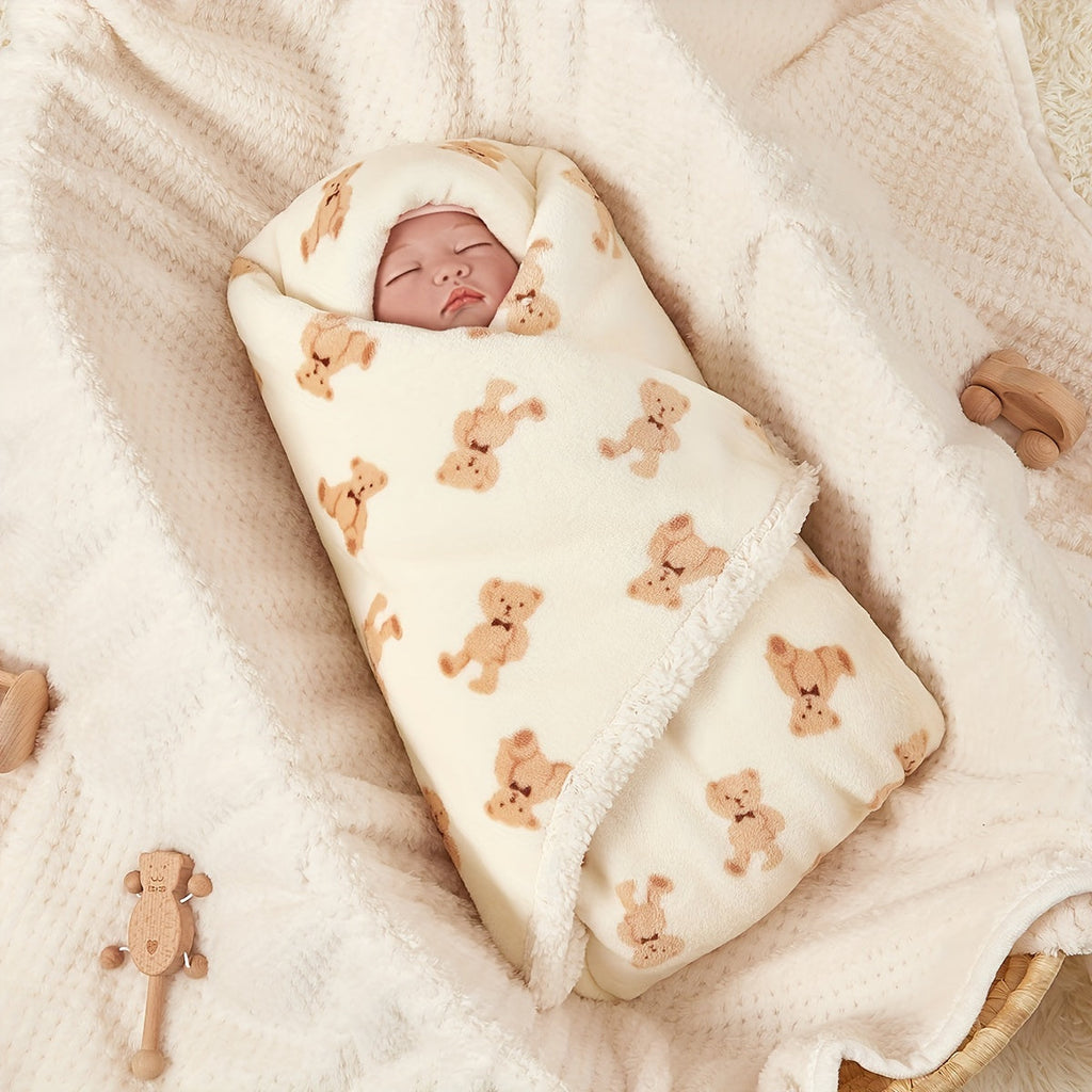Cozy Bear Cow Pattern Plush Blanket - Luxurious Fleece-lined, Adorable Decor - Perfect Heartwarming Gift for Christmas, Thanksgiving, New Year, Valentines Day Lootquake LLC