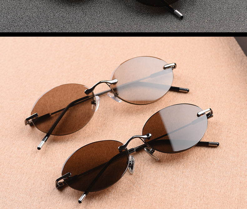 Frameless Oval Style Anti Fatigue Sunglasses Pi-Mart
