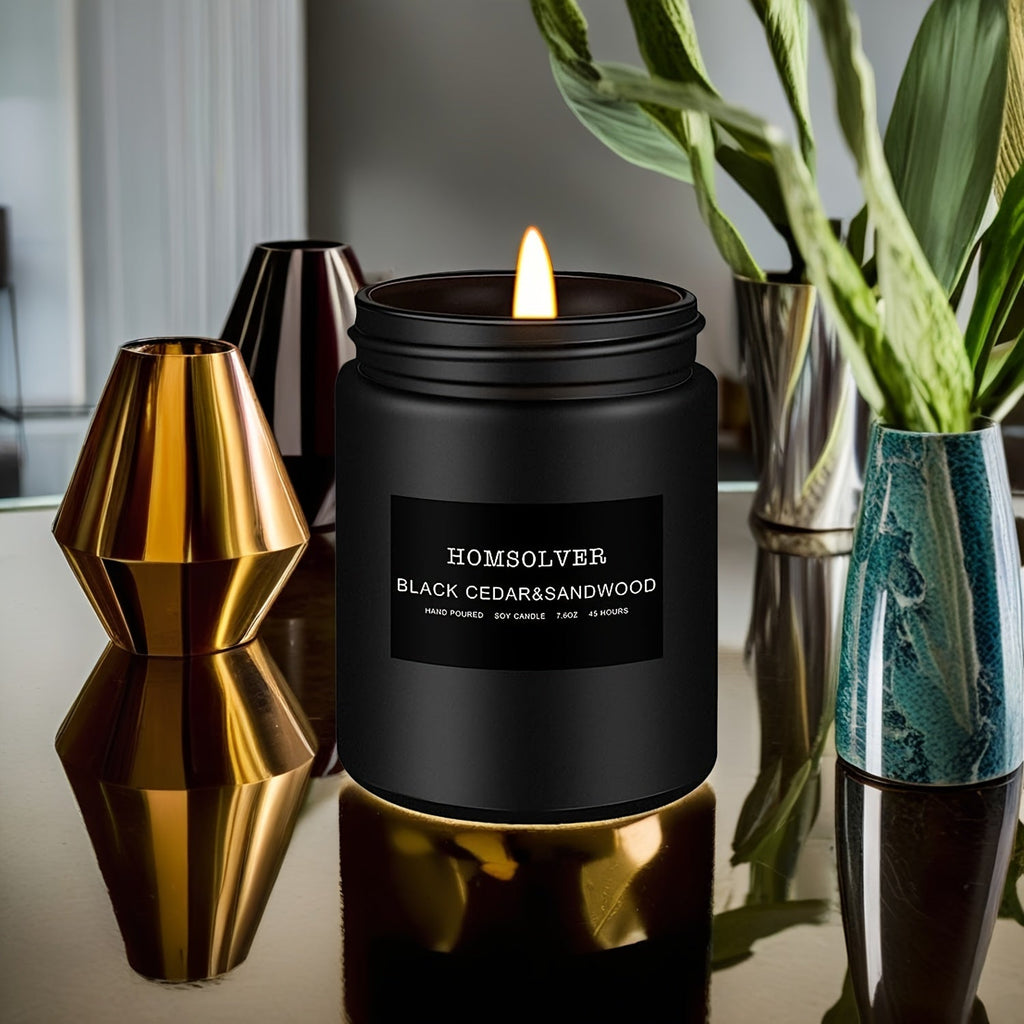 Scented Candle, Black Cedar and Sandalwood Candle for Men, Scented Candle for Home, Scented Soy Candle, 50 Hour Burn, Ideal Gift for Men
