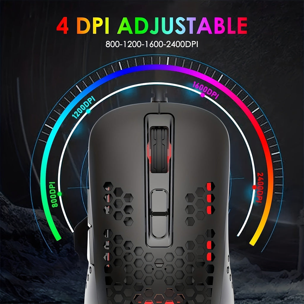 ATTACK SHARK Ultra-Light Wired Gaming Mouse with Honeycomb Design, Breathable Backlighting & USB Optical - Compatible with Windows, Xbox, PS4, Mac, HP, Acer, ATTACK SHARK Lootquake LLC