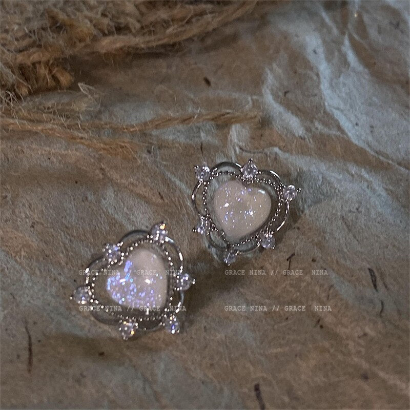 Peach Heart Stud Earrings Pi-Mart