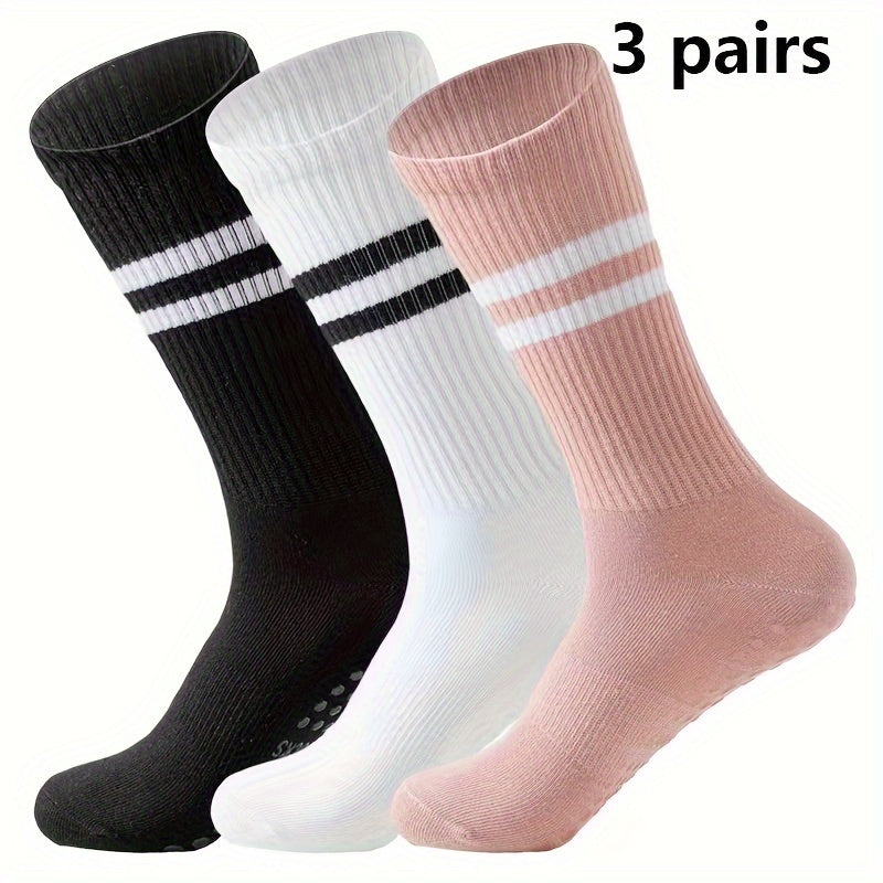 3pcs Women's Non-Slip Yoga & Pilates Socks with Grips - Breathable, Comfort Fit for Barre & Ballet, Yoga Socks, Pilates Socks - For Women - Suitable for Yoga, Pilates, Barre & Ballet - Perfect Gift for Fitness Enthusiasts Lootquake LLC