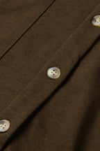 Dark Brown Button Up Contrast Knitted Sleeves Hooded Jacket Lootquake LLC