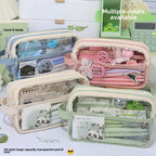 Large Capacity Transparent Pencil Case - Perfectly Designed Stationery Box for Girls in Primary and Junior High School with Simple Separation