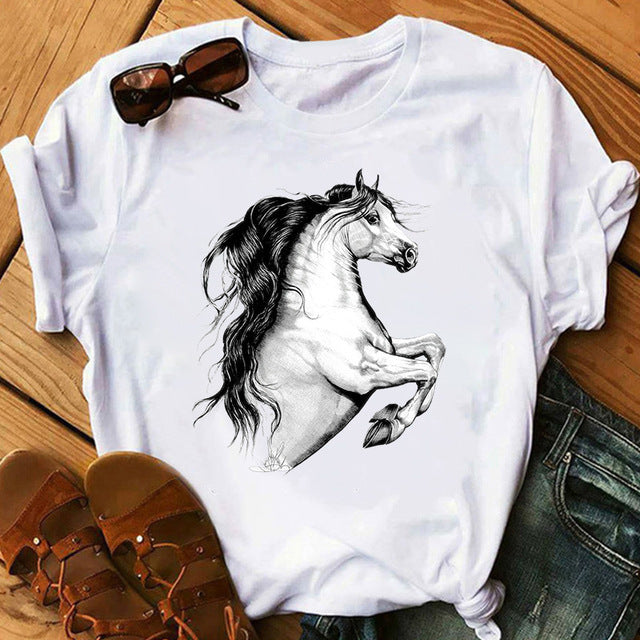 New Artistic Horse Women's Printed Wear Short-sleeved T-shirt Lootquake LLC
