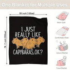 1pcDigital Printing Flannel Blanket, Cute Capybara Pattern, Casual Warm Blanket, Office Throw Blanket