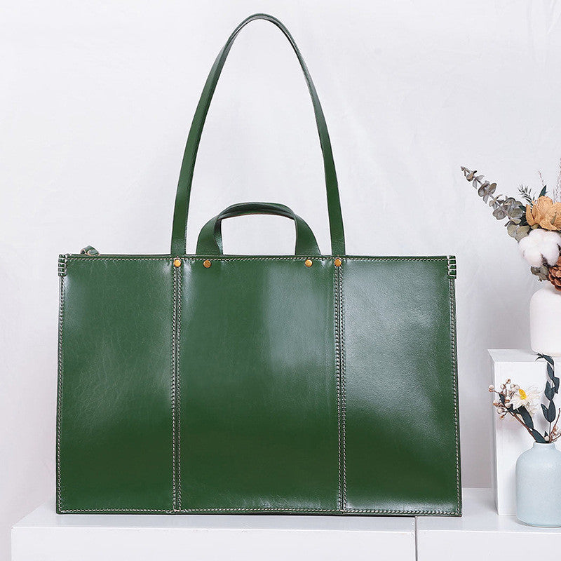 European And American Retro Handbags Vegetable Tanned Leather Large Capacity Pi-Mart