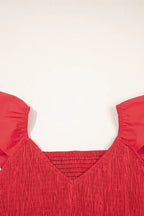 Black V Neck Flutter Sleeve Smocked Bodice High Waist Ruffle Maxi Dress