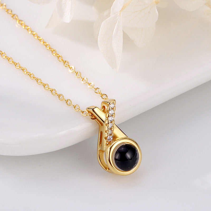 Men's And Women's Fashion Minimalist Clavicle Chain Projection Stone Pi-Mart