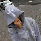 Cross Letter Printing Hooded Sweater Pi-Mart